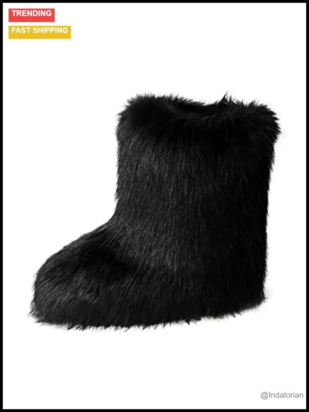 Faux Fur Fluffy Warm Snow Boots Mid Calf Winter Shoes
